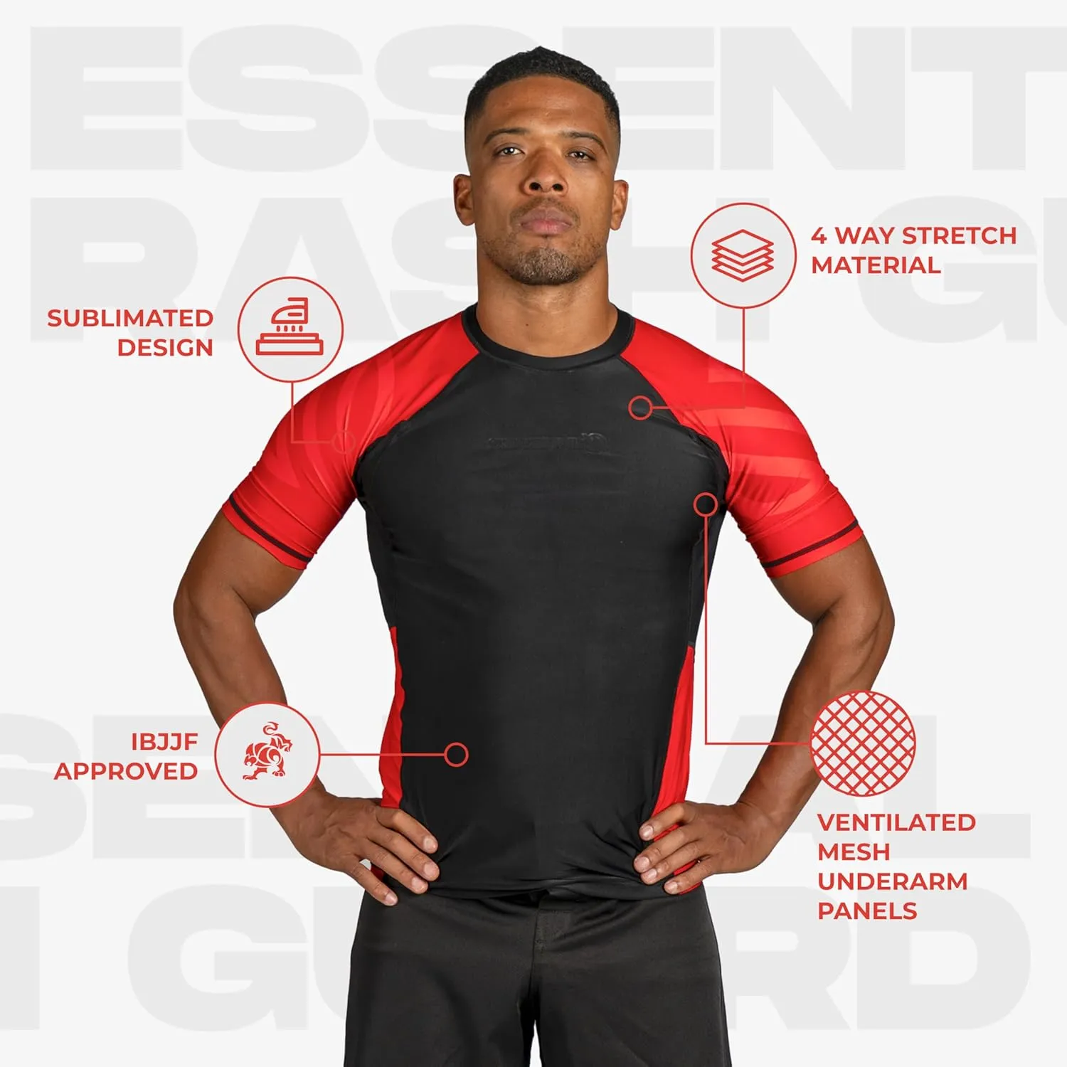 Sanabul Essential Short Sleeve Rash Guard MMA BJJ Wrestling Grappling Jiu Jitsu