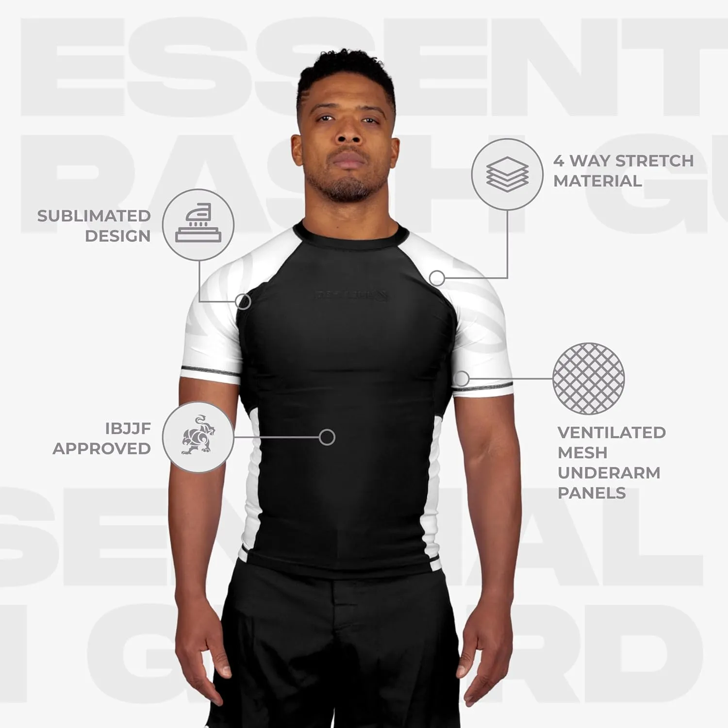 Sanabul Essential Short Sleeve Rash Guard MMA BJJ Wrestling Grappling Jiu Jitsu
