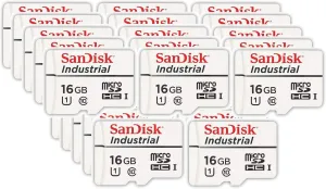 SanDisk Industrial 16GB Micro SD Memory Card Class 10 UHS-I MicroSDHC (Bulk 25 Pack) in Cases (SDSDQAF3-016G-I) Bundle with (1) Everything But Stromboli Card Reader