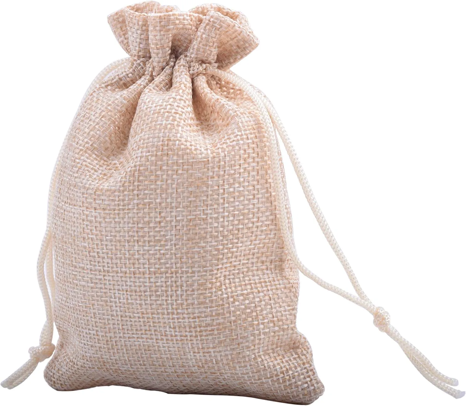 Sansam 50pcs 4.0X5.60 Inch Drawstring Burlap Gift Bags, Jute Jewellery Pouches, Small Cream Lining Burlap Favor Sacks For Herb, Spices, Jute Treat Bags for Christmas, Wedding, Party