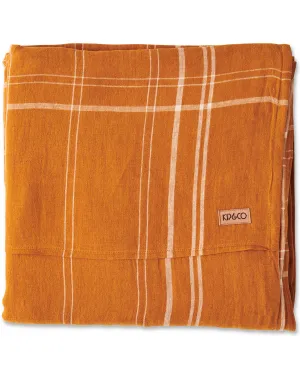 Santa Monica Pecan Tartan Linen Flat Sheet KING - Kip&Co