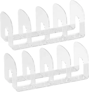 SAYEEC Acrylic File Sorter Clear Purse Handbag Organizer Clutch Divider Thickened Desk Book Holder Desktop Folder Binder Organizer Magazine Rack for Mail Letter Paper Electronics (4 Sections, 2 Pack)
