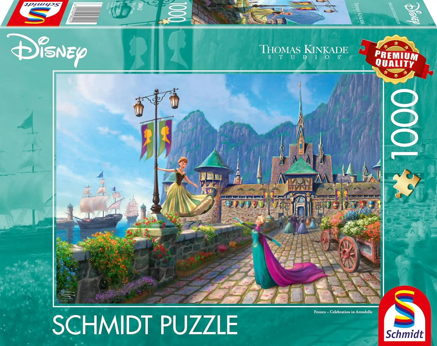 Schmidt Spiele 58042 Thomas Kinkade, Disney, Frozen, Celebrating in Arendelle, 1000 Piece Jigsaw Puzzle