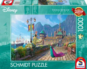 Schmidt Spiele 58042 Thomas Kinkade, Disney, Frozen, Celebrating in Arendelle, 1000 Piece Jigsaw Puzzle