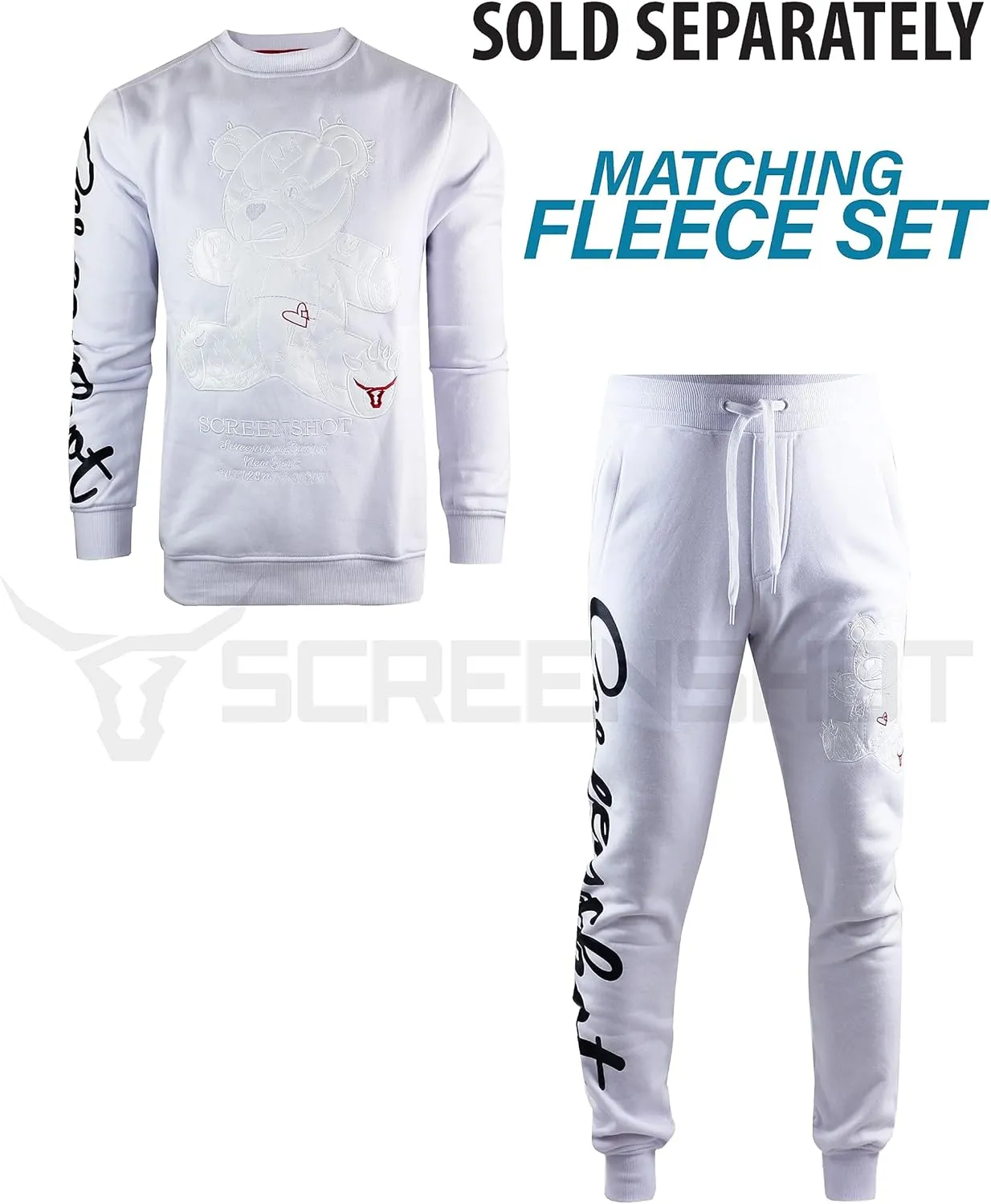 SCREENSHOT Mens Hip Hop Premium Classic Fit Urban Fleece Pants - Street Fashion Sweatpants Ribbed Wasteband with Drawstring