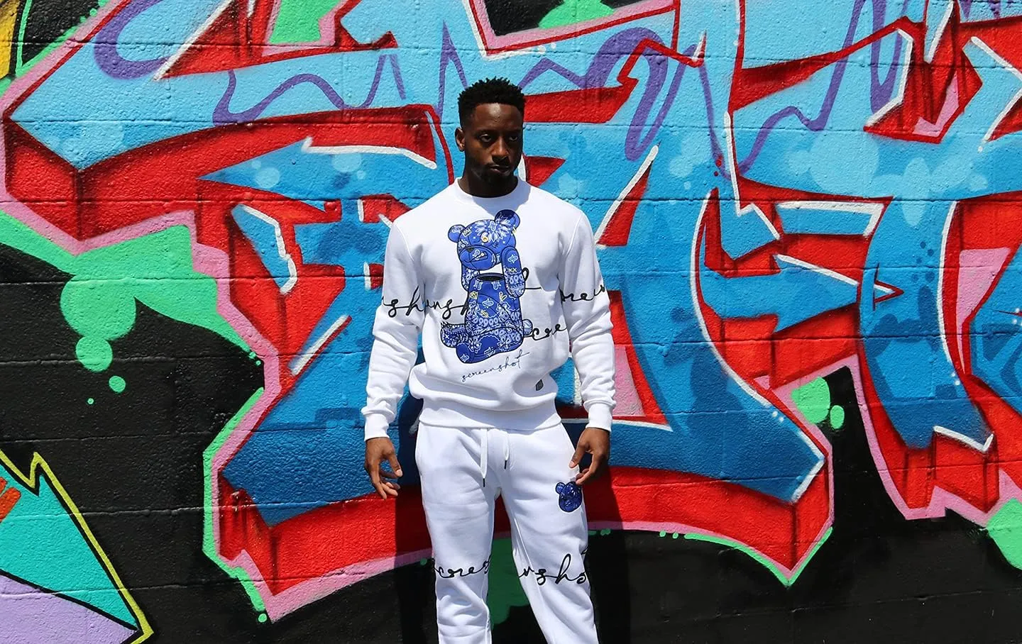 SCREENSHOT Mens Hip Hop Premium Classic Fit Urban Fleece Pants - Street Fashion Sweatpants Ribbed Wasteband with Drawstring