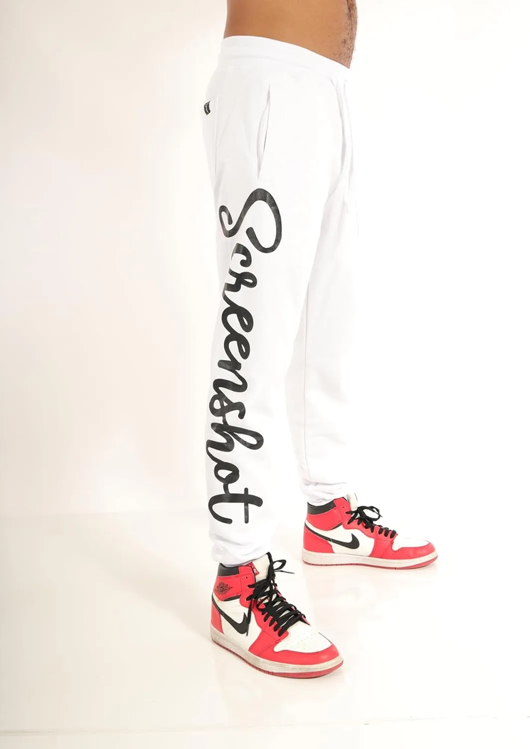 SCREENSHOT Mens Hip Hop Premium Classic Fit Urban Fleece Pants - Street Fashion Sweatpants Ribbed Wasteband with Drawstring