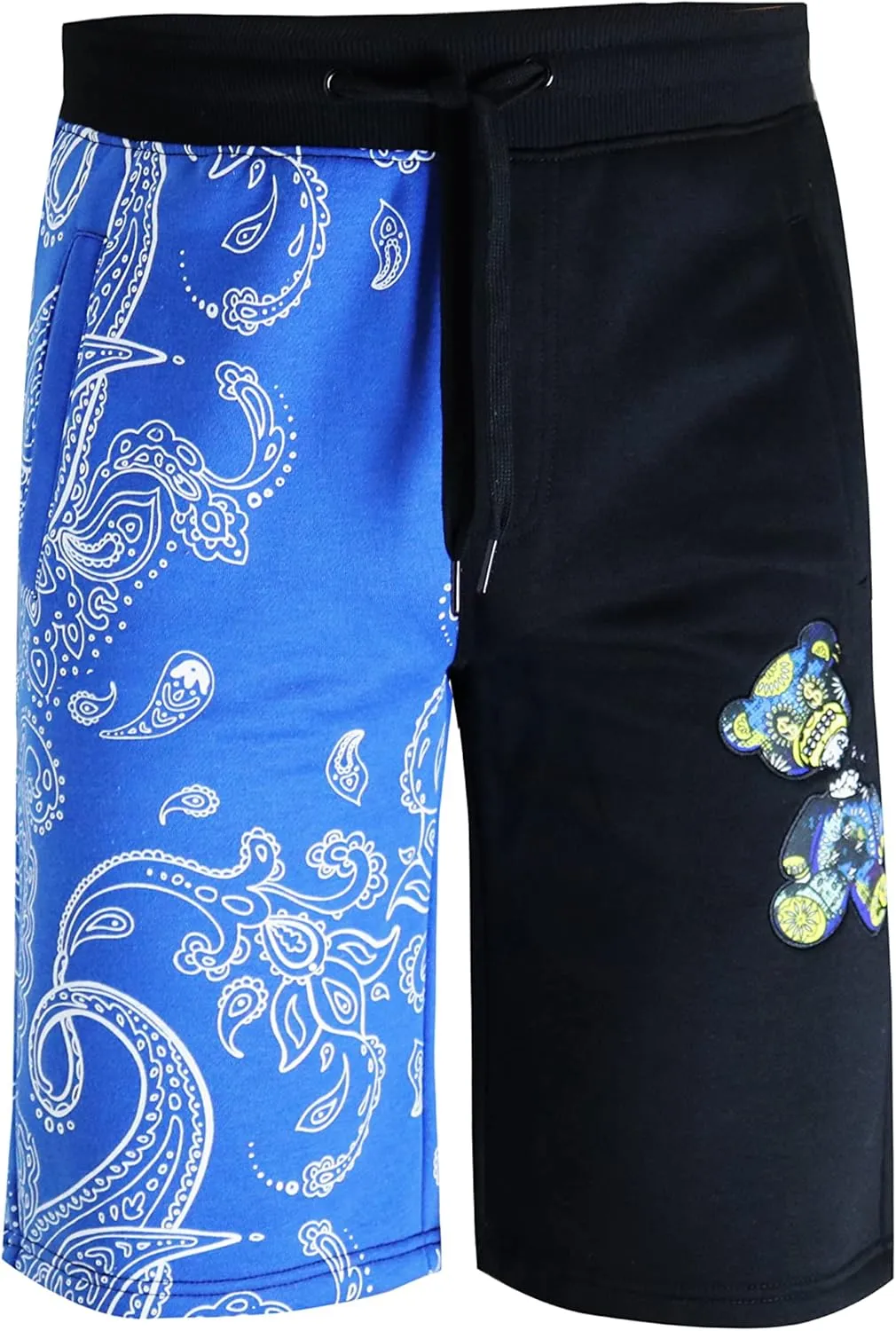 SCREENSHOT Mens Hip Hop Premium Classic Fit Urban Fleece Shorts - Street Fashion SweatShorts Ribbed Wasteband with Drawstring