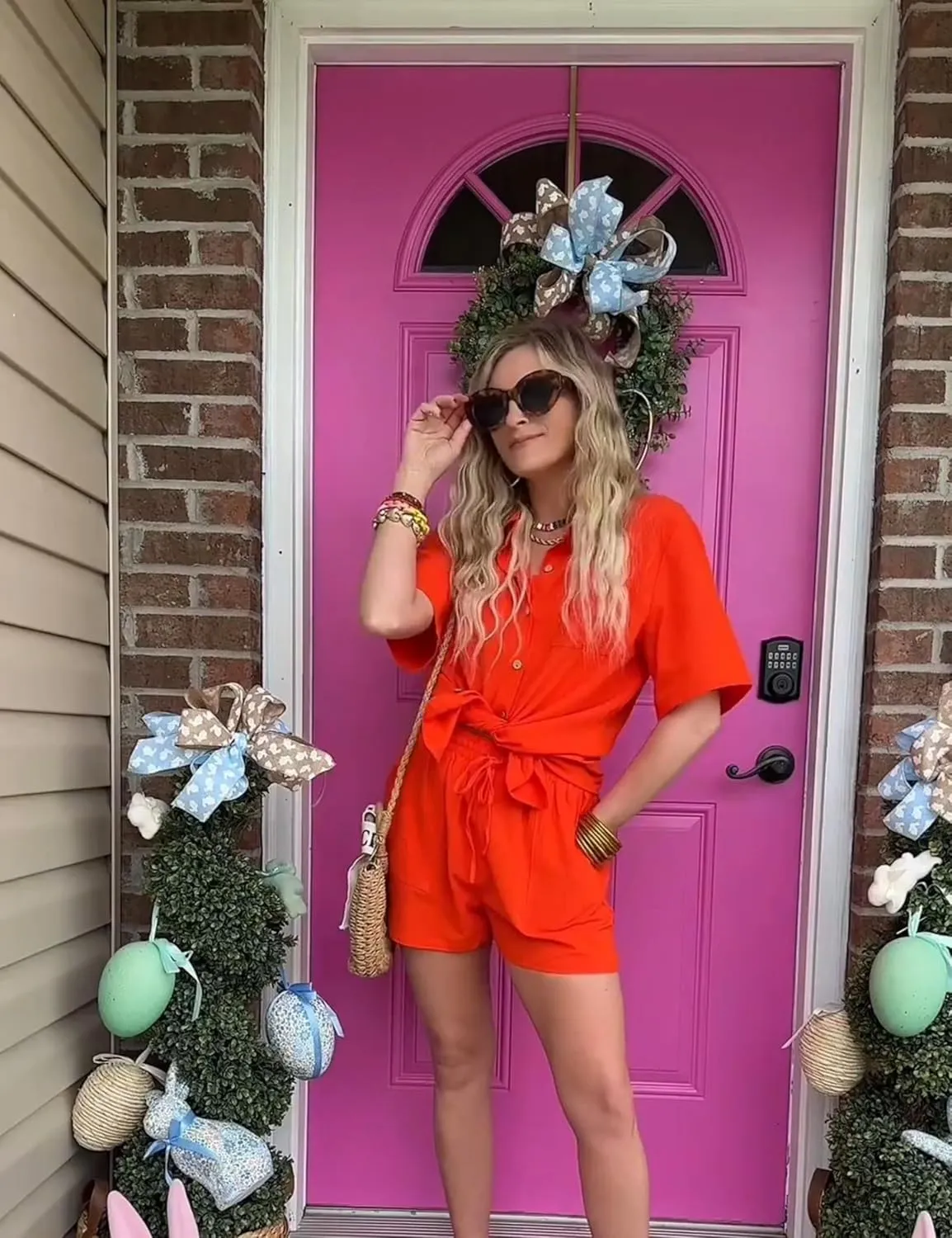 SeekMe Linen Short Sets for Women Short Sleeve Top Shorts 2 Piece Summer Beach Vacation Outfits Lounge Tracksuits