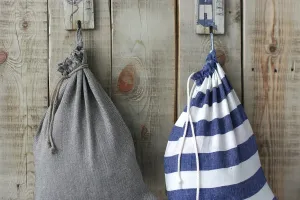 Set of 2 Drawstring Linen Laundry Bags
