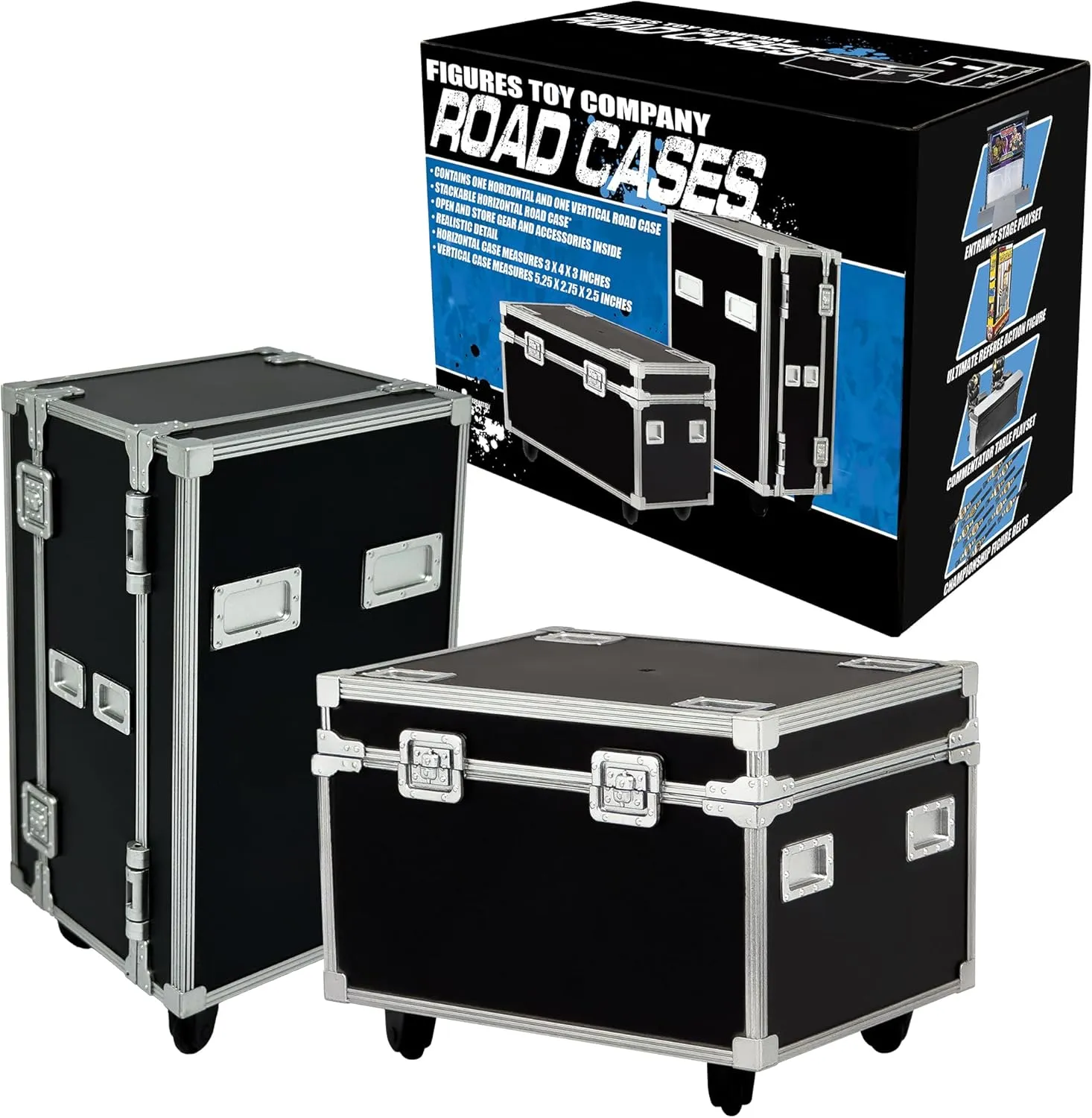 Set of 2 Road Cases for Wrestling Action Figures
