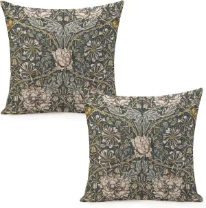 Set of 2 William Pimpernel Morris Throw Pillow Covers 18x18 Inch Aesthetic Pillow for Bedroom Velvet Decorative Pillowcase Home Decor Living Room Cushion Case for Bed Sofa Couch