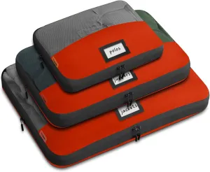 Set of 3 Durable Compression Packing Cubes Travel Organizer for Suitcases Made from Recycled Plastic Bottles, Featuring Double Zippers for Hassle-Free Packing Travel Essentials