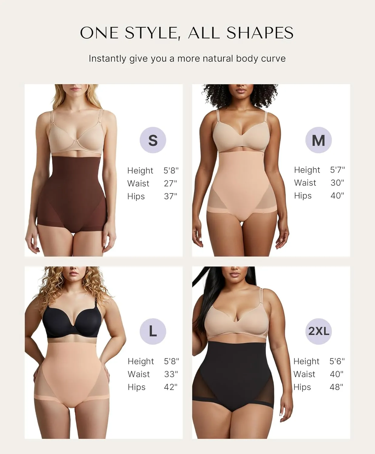 SHAPELLX Women's Shapewear Panties Tummy Control Underwear High Waist Body Shaper Breathable Compression Briefs Girdle