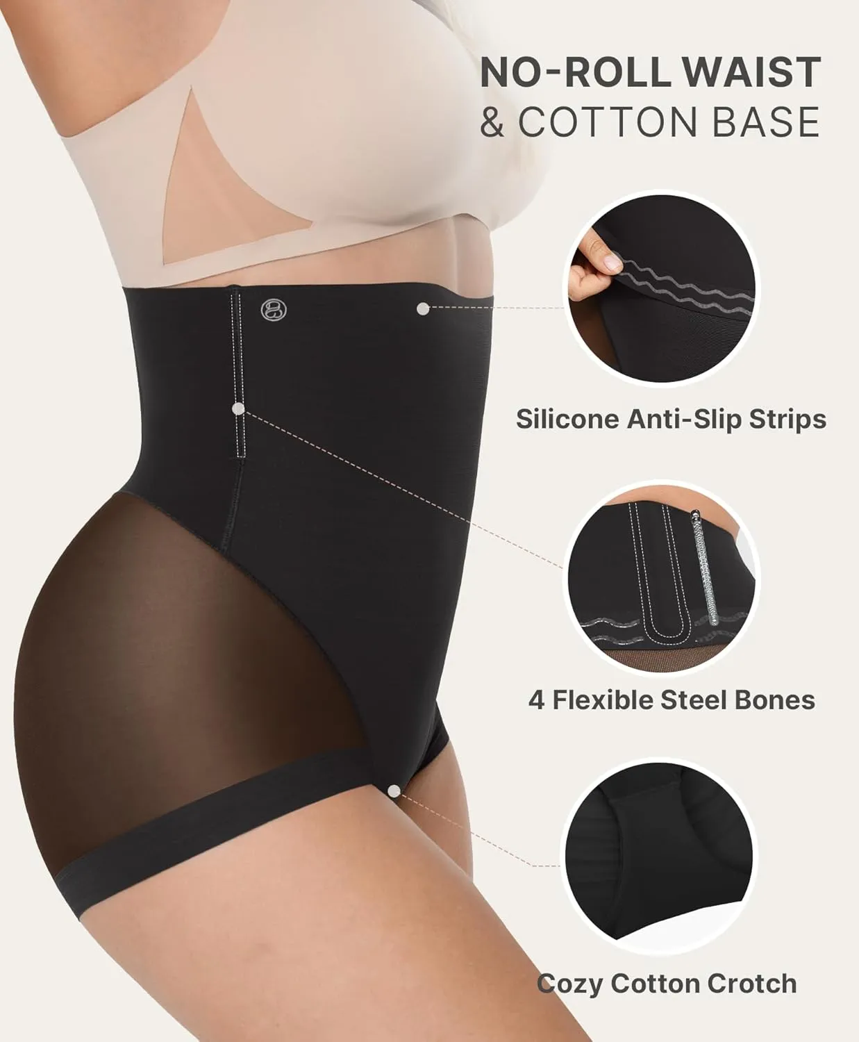 SHAPELLX Women's Shapewear Panties Tummy Control Underwear High Waist Body Shaper Breathable Compression Briefs Girdle