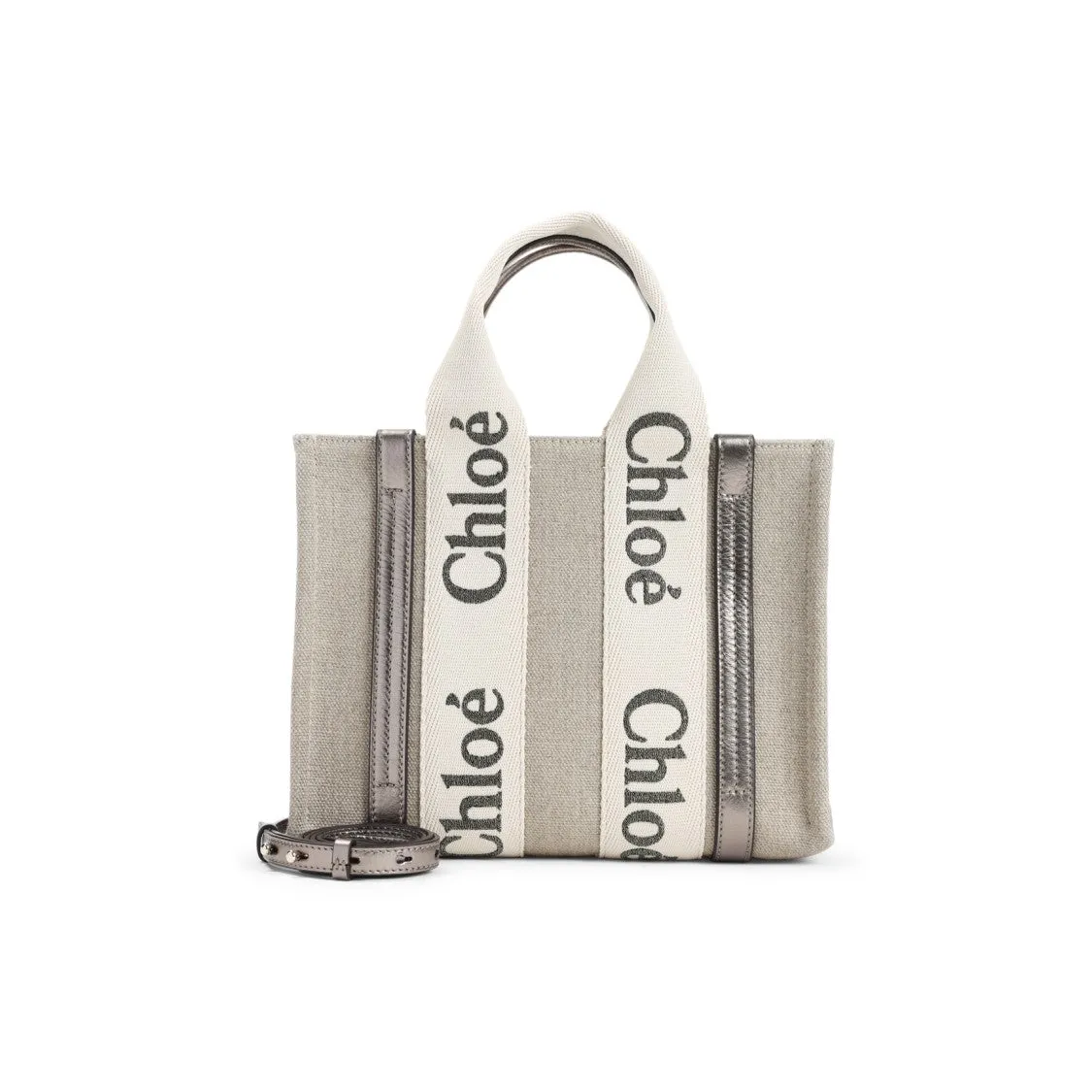 Shiny Grey Linen Woody Bag