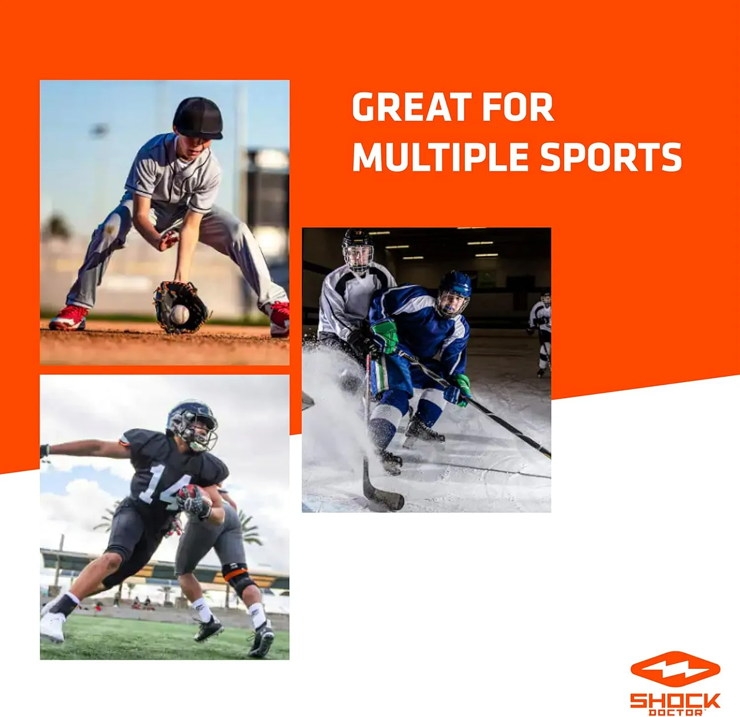 Shock Doctor Mouth Guard Football, Sports Mouth Guard with Convertible Helmet Strap