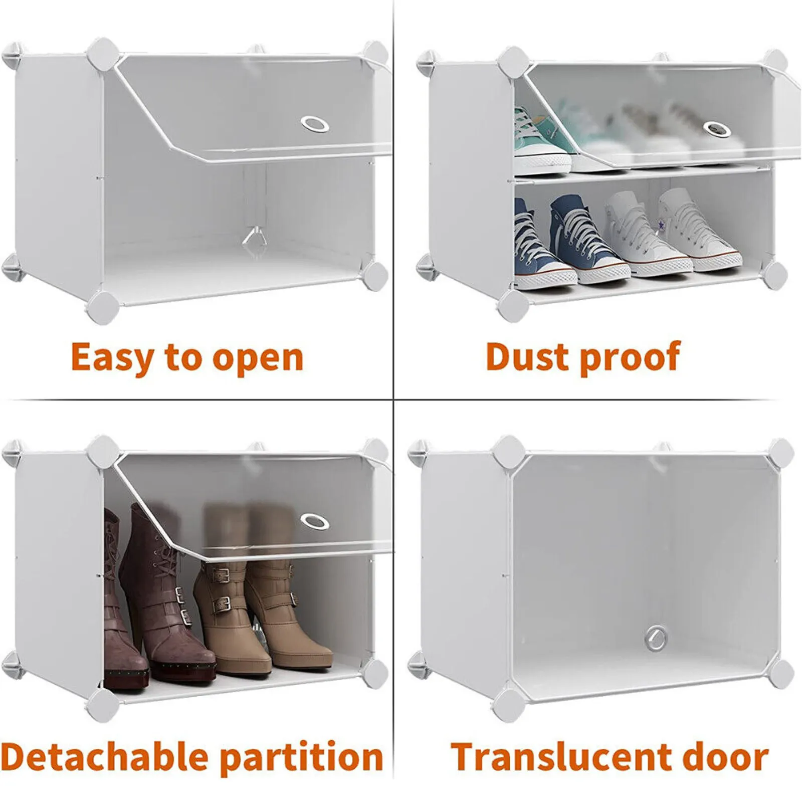 Shoe Rack Storage Organizer: Clear Door Shoes Cabinet 1 Column 6 Row