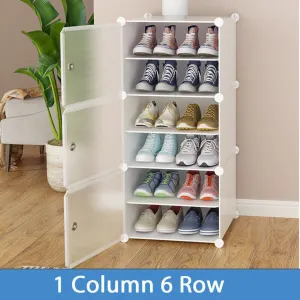 Shoe Rack Storage Organizer: Clear Door Shoes Cabinet 1 Column 6 Row