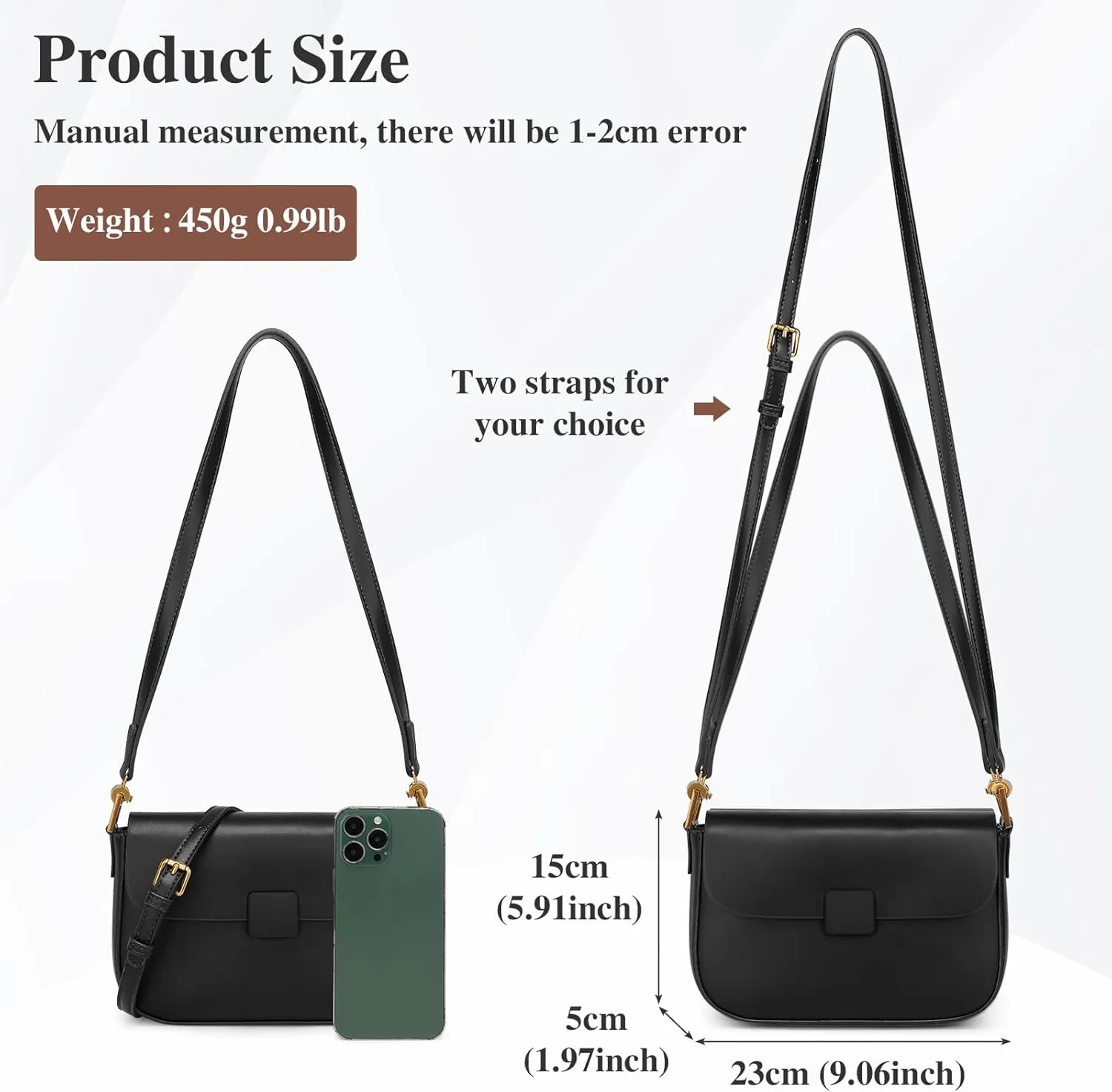 Shoulder Bag for Women Mini Crossbody Purses Classic PU Leather CLutch Handbags with Removable Shoulder Strap