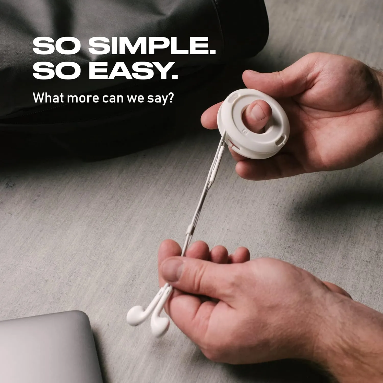 Side Winder Mini and Max Headphone, Earbud and Charging Cable Winder and Organizer Perfect for Wrapping Earbuds and Cords for Travel and Organization 4-Pack (White, Max)