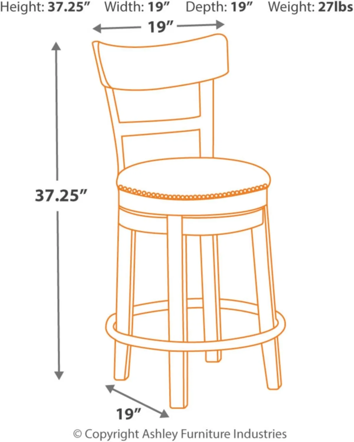 Signature Design by Ashley Pinnadel 24.25" Modern Farmhouse Swivel Counter Height Barstool, Light Brown