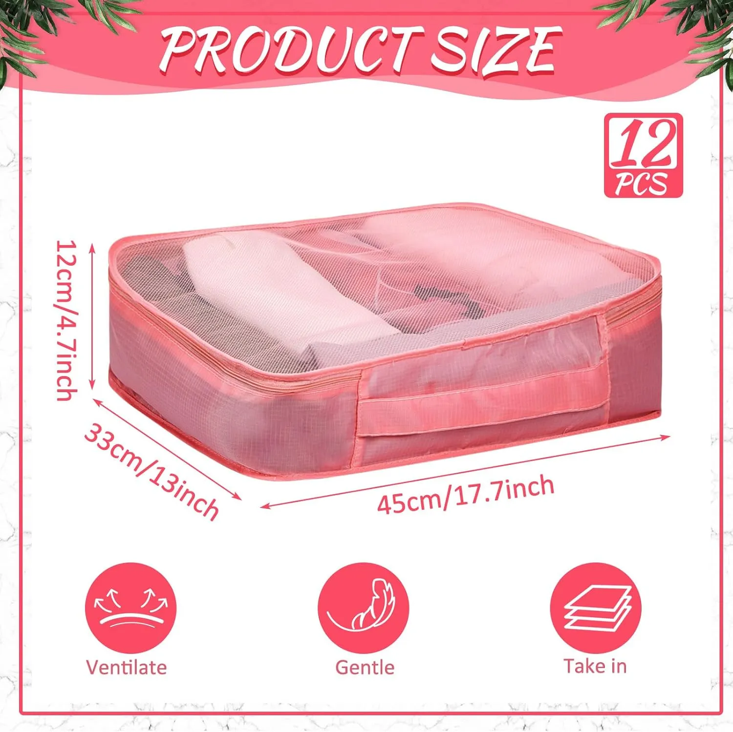 Silkfly 12 Pcs Packing Cubes for Suitcase Travel Luggage Bags Bulk Mesh Organizer Set for Hiking Camping Backpacking Clothes Accessories(Watermelon Red)