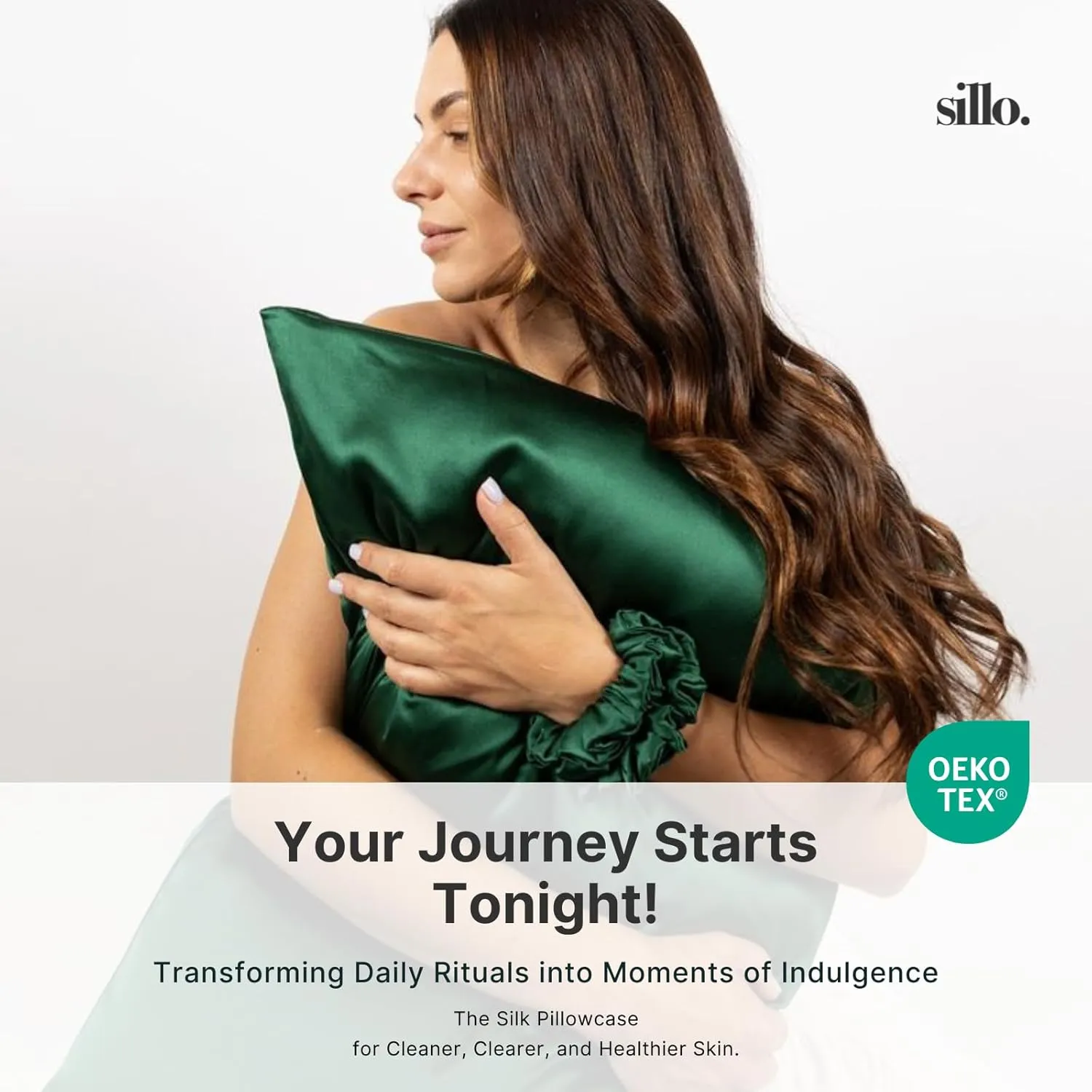 Sillo Silk Pillow Cases 2 Pack with Wash Bag – Silver-Infused Anti-Acne Pillow Cases for Acne-Prone Skin, 22 Momme 6A Mulberry Silk for Hair & Skin, Hypoallergenic, Queen (Emerald Green)