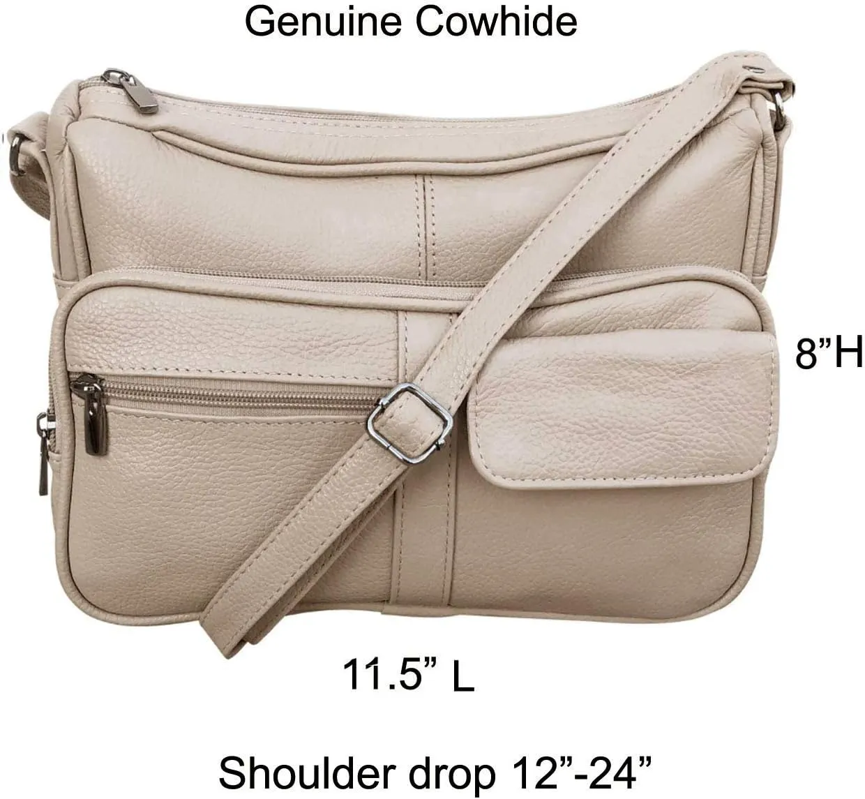 SILVERFEVER Medium Leather Handbag | Ladies Shoulder Bag | Organizer w Built in Wallet