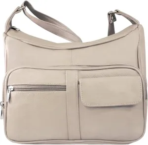 SILVERFEVER Medium Leather Handbag | Ladies Shoulder Bag | Organizer w Built in Wallet