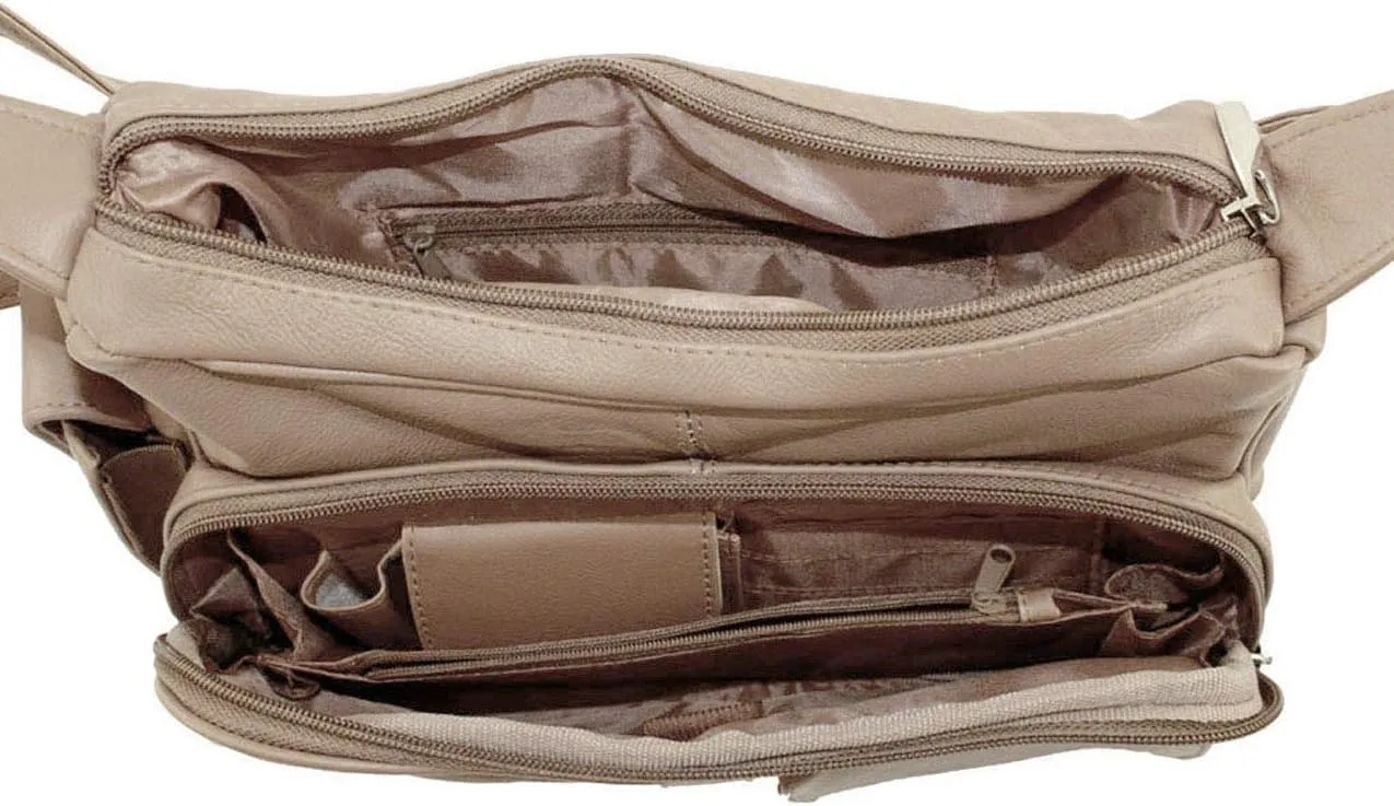 SILVERFEVER Medium Leather Handbag | Ladies Shoulder Bag | Organizer w Built in Wallet