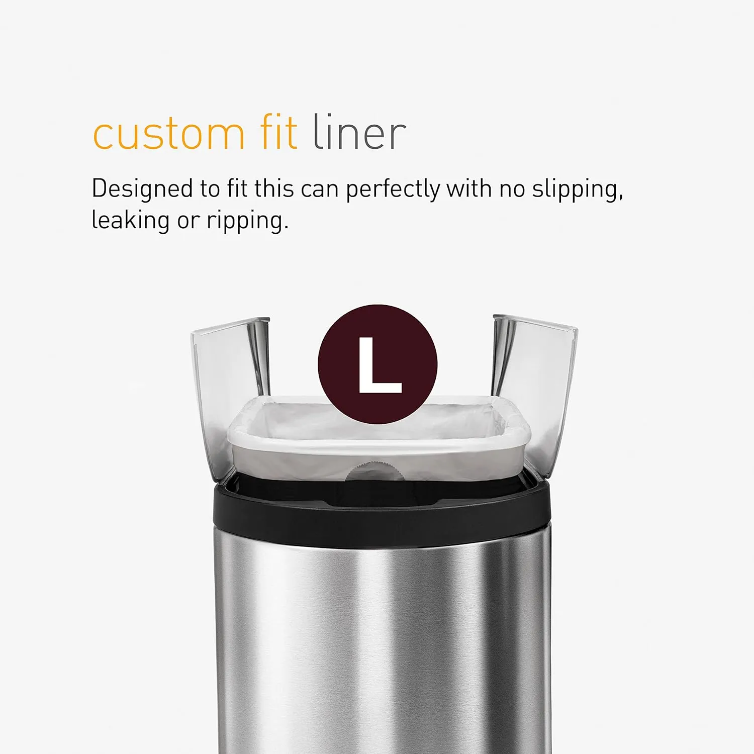 simplehuman Code L 100 Count, Genuine Custom Fit Liners, Drawstring Trash Bags in Dispenser Packs, 18 Liter / 4.7 Gallon, White