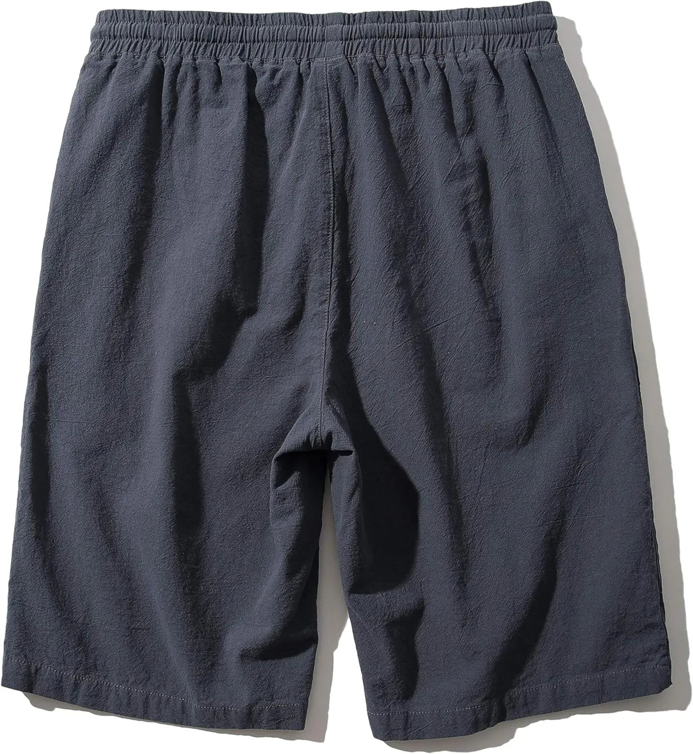 SIR7 Men's Linen Casual Classic Fit 11 Inch Inseam Elastic Waist Shorts with Drawstring