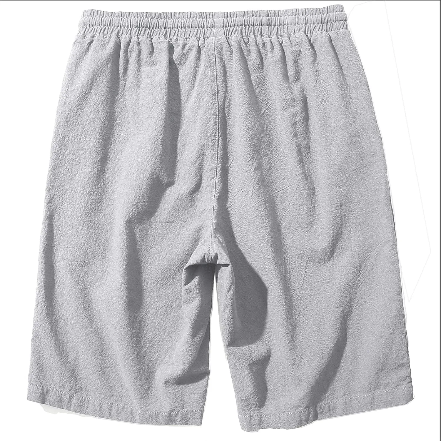 SIR7 Men's Linen Casual Classic Fit 11 Inch Inseam Elastic Waist Shorts with Drawstring