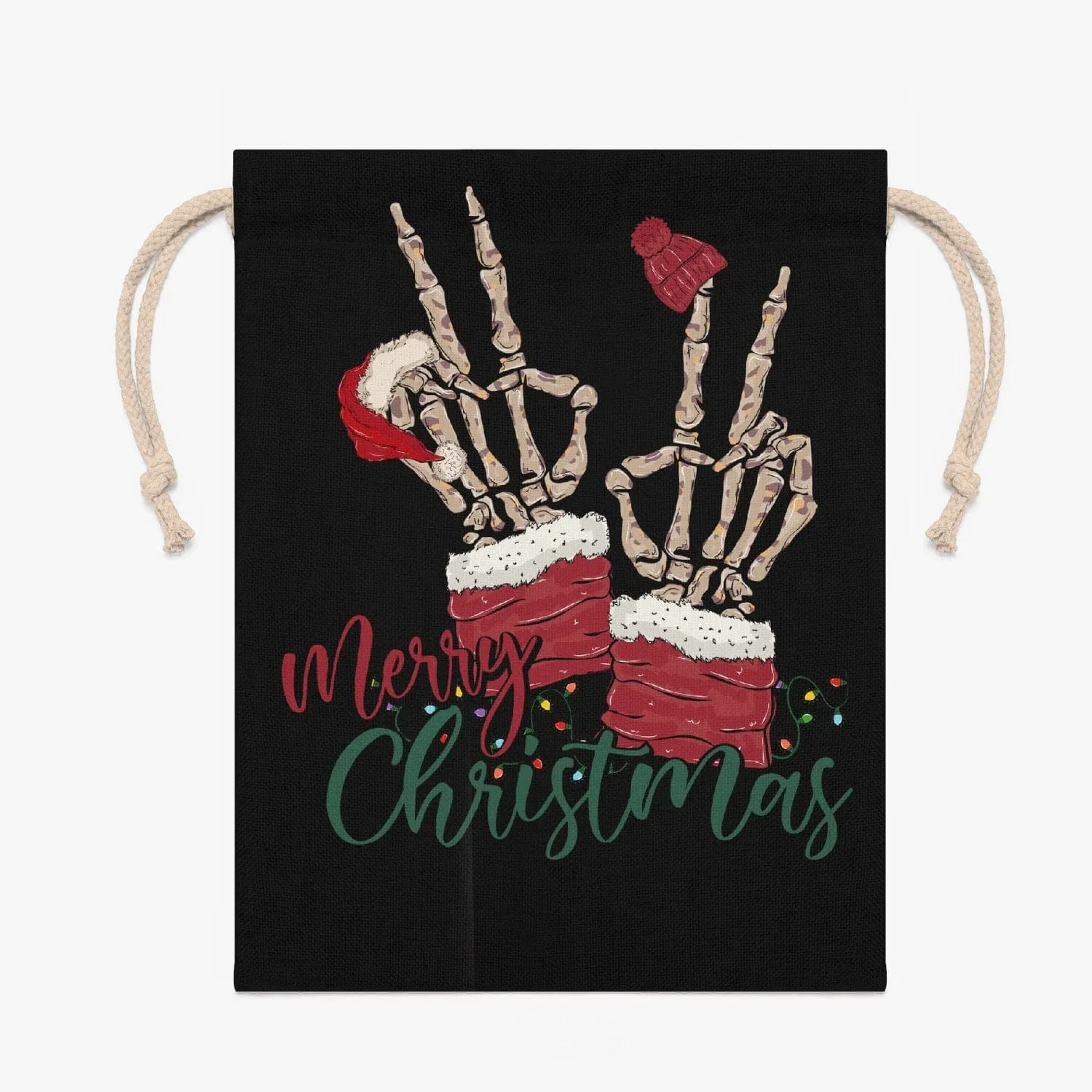 Skull Merry Christmas Linen Bag