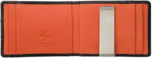 Slim Collection Chisel Leather Wallet RFID Blocked Tap and Go VSL57 (Black/Orange)