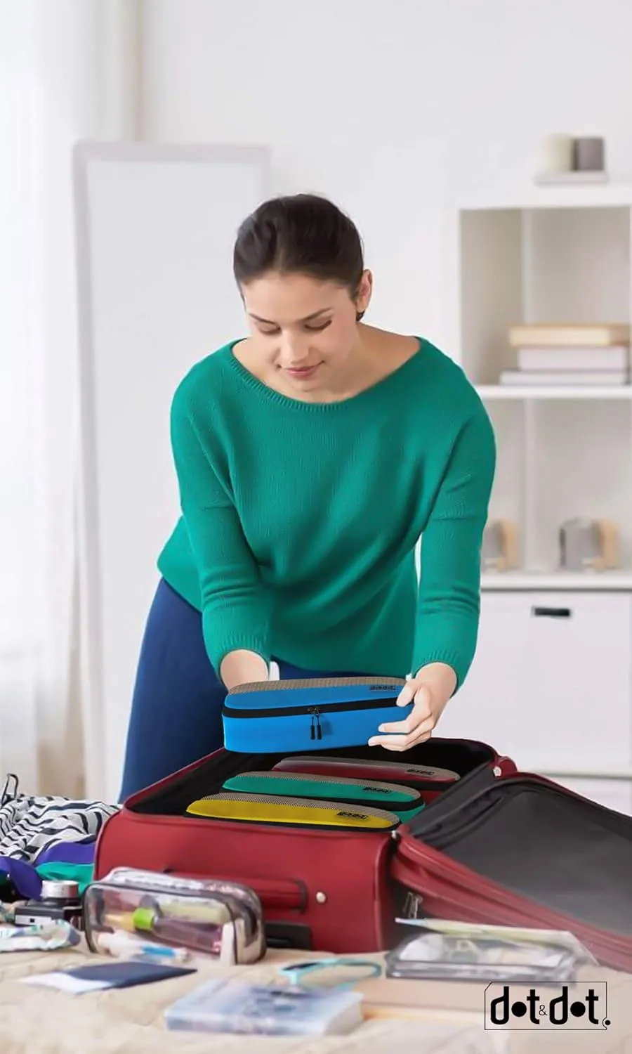Slim Packing Cubes for Suitcases - 5 Pcs set of Packing Cubes for Travel - Packing Cubes for Carry on Suitcase Organizer Bags - Travel Cubes Travel Organizer Bags for Luggage