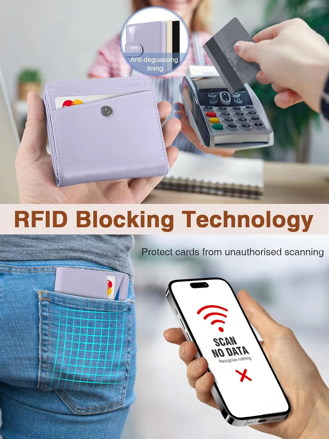 Slim Wallet for Women, Wallet Women with Smart Tracker Works with Apple Find My, RFID Blocking Bifold Credit Card Holder Genuine Leather Small Wallet for Women with ID Window, 8 Cards Holder, Purple