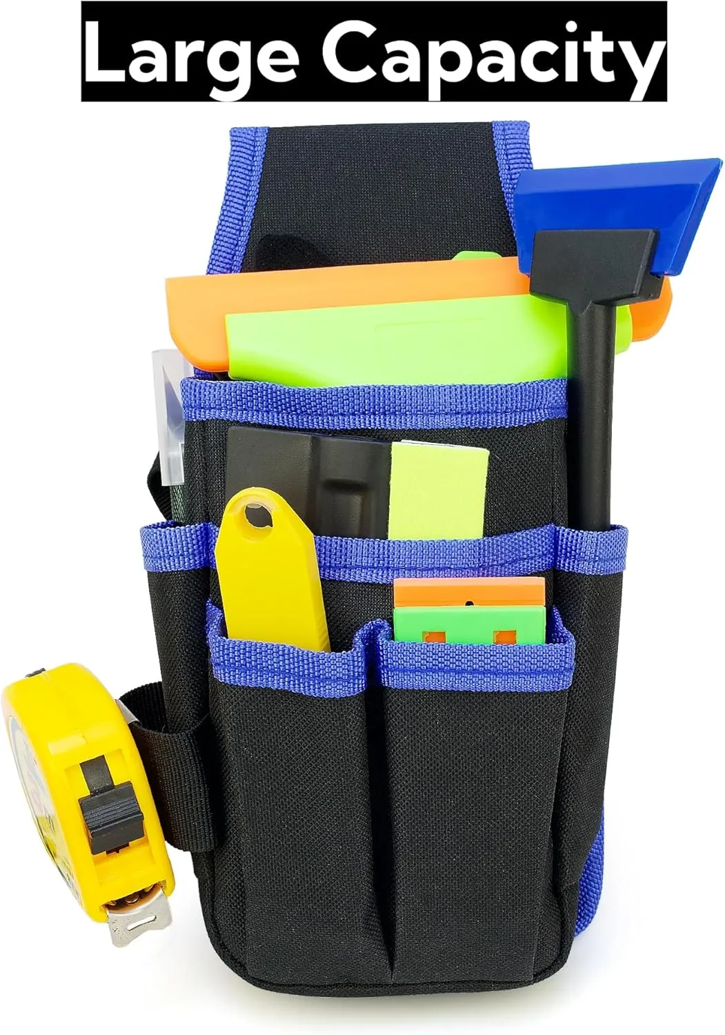 Small Canvas Tool Pouch with Adjustable Belt for Electricians, Carpenters, and Mechanics, 6-Pocket Tool Organizer Utility Tool Belt with Handy Hanging Loop, 5x10 Inch