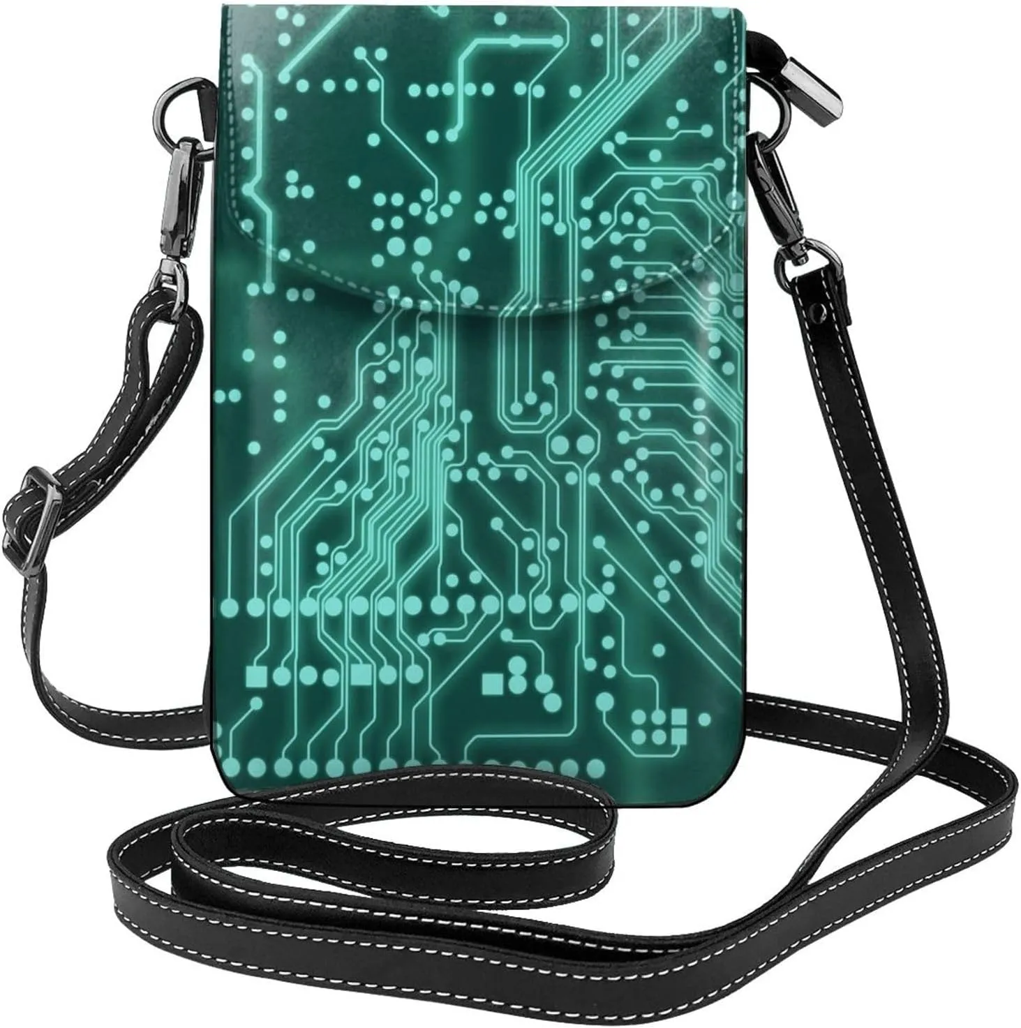 Small Crossbody Bag For Women Circuit Board Pu Leather Cell Phone Purse Wallet With Credit Card Slots