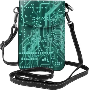 Small Crossbody Bag For Women Circuit Board Pu Leather Cell Phone Purse Wallet With Credit Card Slots