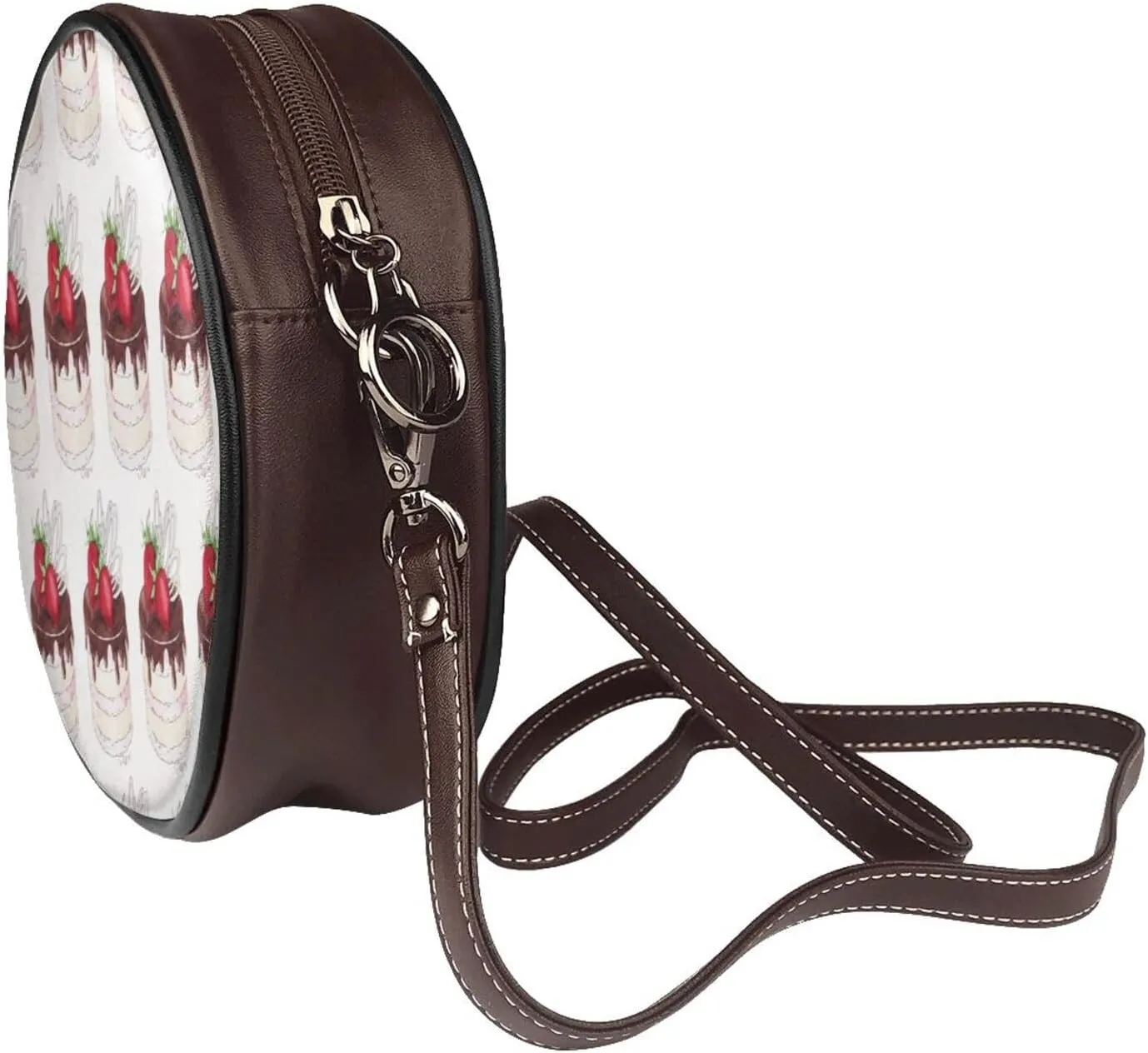 Small Crossbody Bags for Women Round Purses PU Leather Shoulder Bag with Adjustable Strap