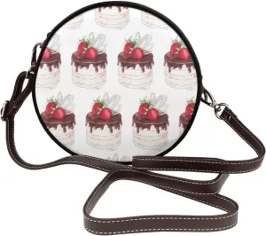 Small Crossbody Bags for Women Round Purses PU Leather Shoulder Bag with Adjustable Strap