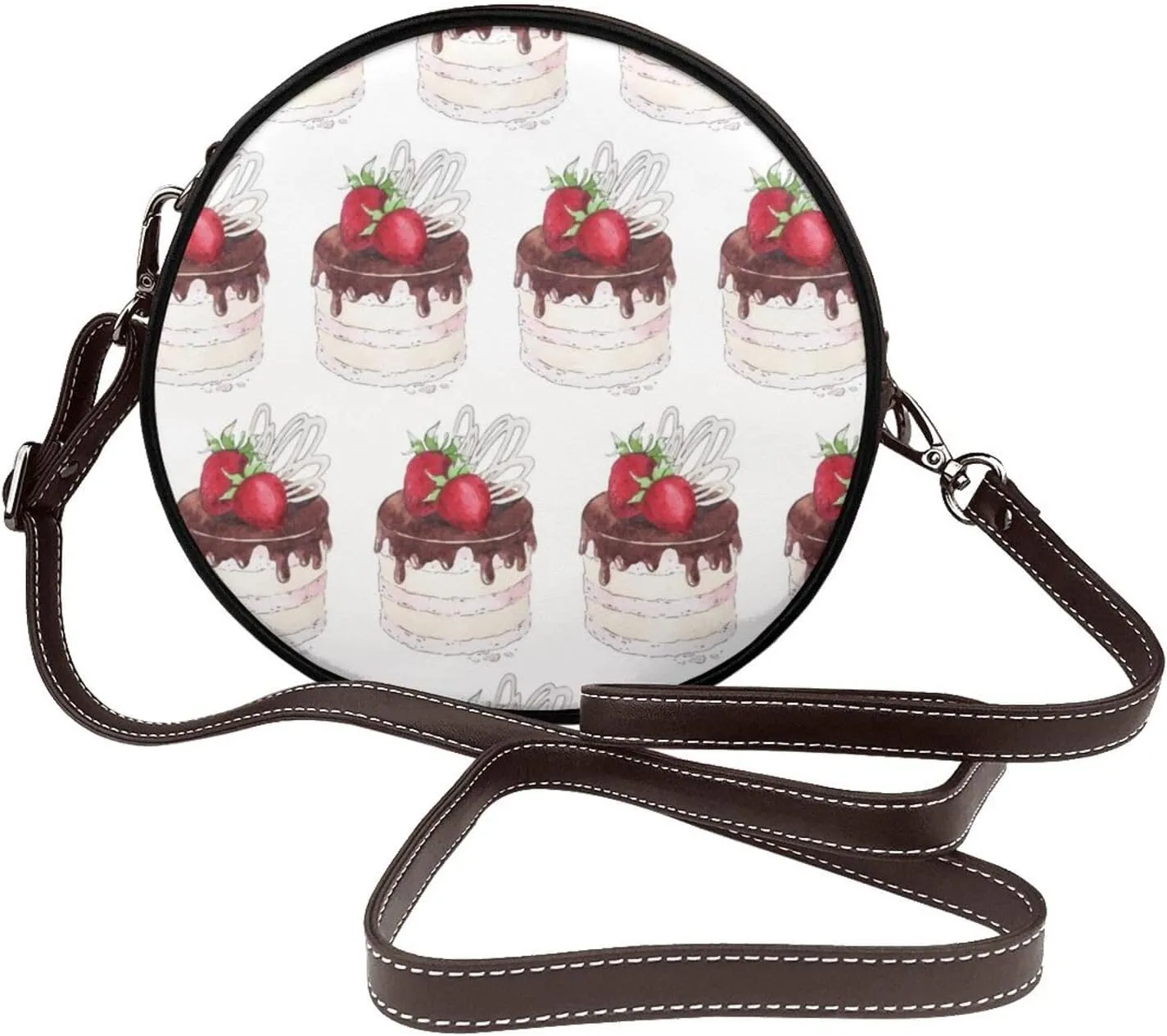 Small Crossbody Bags for Women Round Purses PU Leather Shoulder Bag with Adjustable Strap