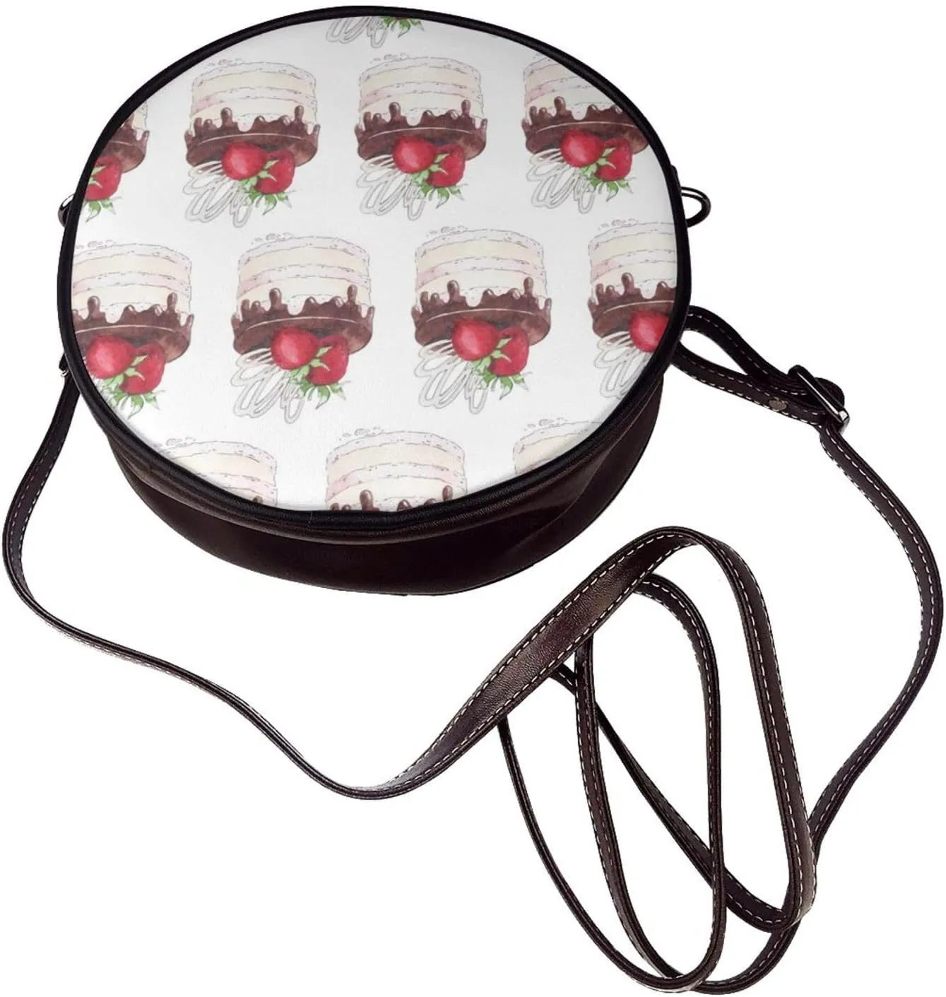 Small Crossbody Bags for Women Round Purses PU Leather Shoulder Bag with Adjustable Strap