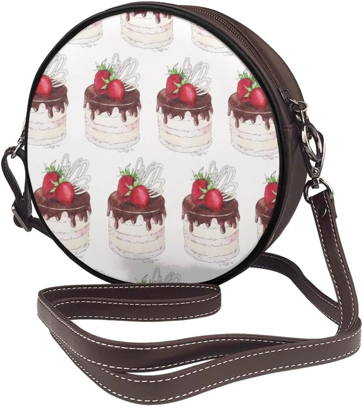 Small Crossbody Bags for Women Round Purses PU Leather Shoulder Bag with Adjustable Strap