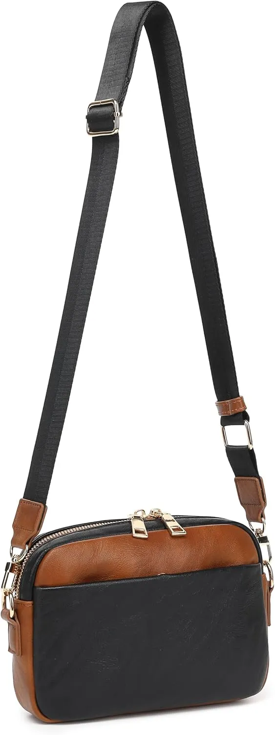 Small Crossbody Bags for Women Vegan Leather Cell phone Purses Mini Shoulder Handbags with Wide Strap