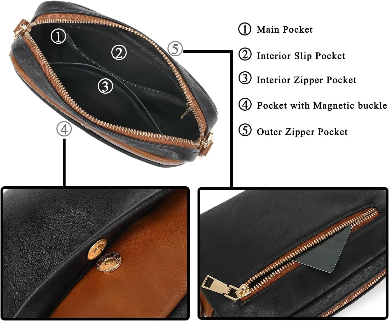 Small Crossbody Bags for Women Vegan Leather Cell phone Purses Mini Shoulder Handbags with Wide Strap