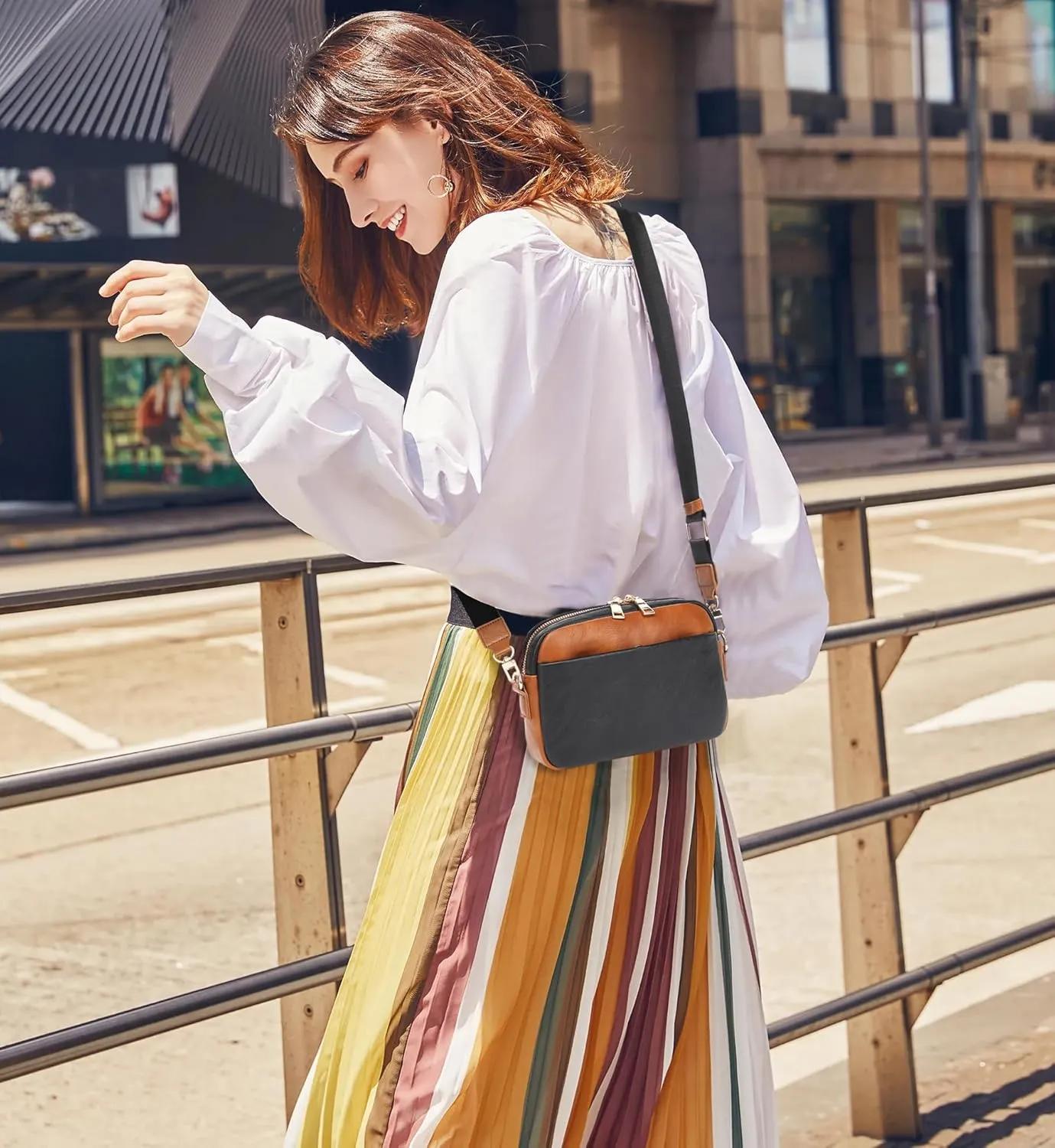 Small Crossbody Bags for Women Vegan Leather Cell phone Purses Mini Shoulder Handbags with Wide Strap