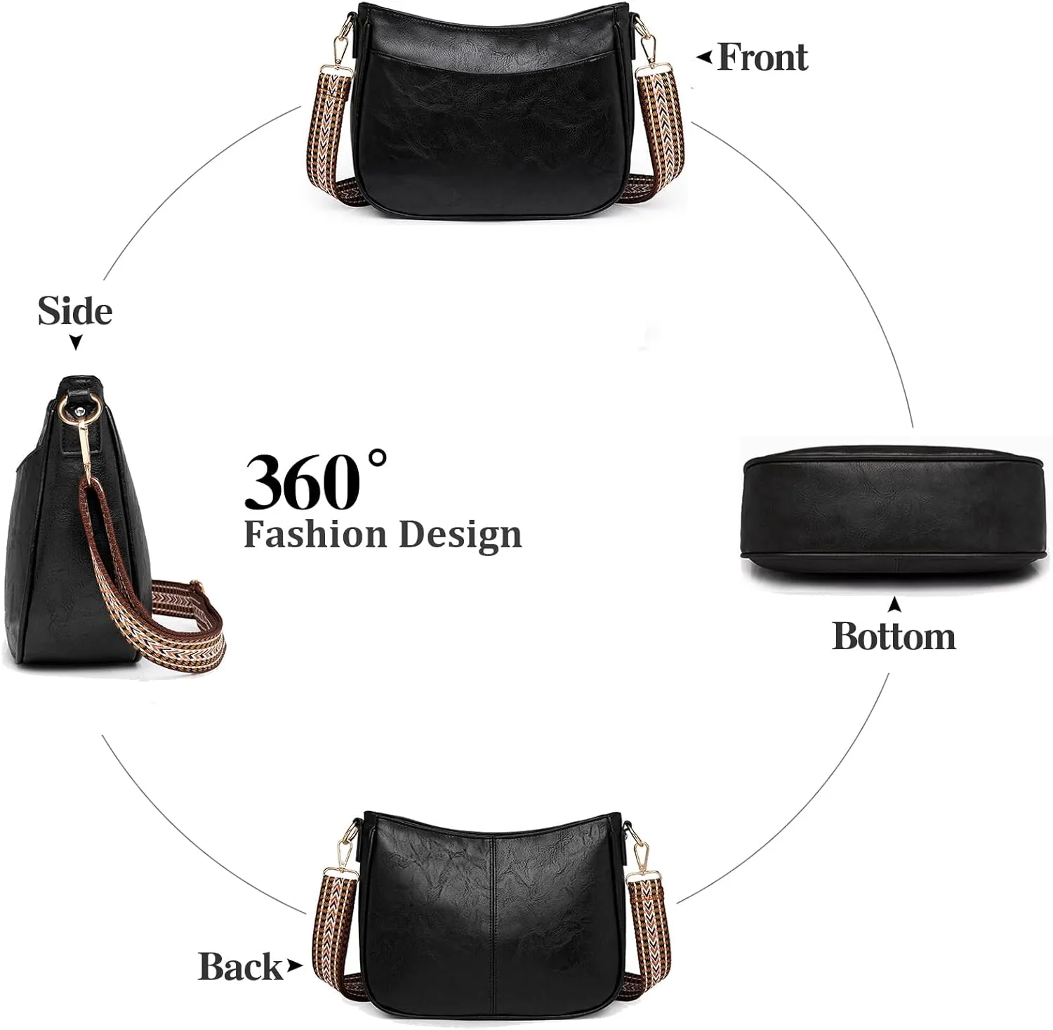 Small Crossbody Purse Leather Crossbody Bags for Women Fashion Handbag Cell Phone Crossover Shoulder Bag for Women